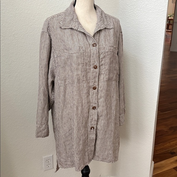 Esby Apparel Lenny Workshirt Shaket in Coffee Stripe Size Large - Picture 7 of 13